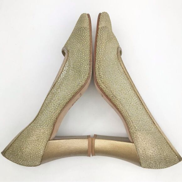 Nina Gold Glitter Sheer Side Square Toe Special Occasion Block Heel Shoes - Picture 7 of 15